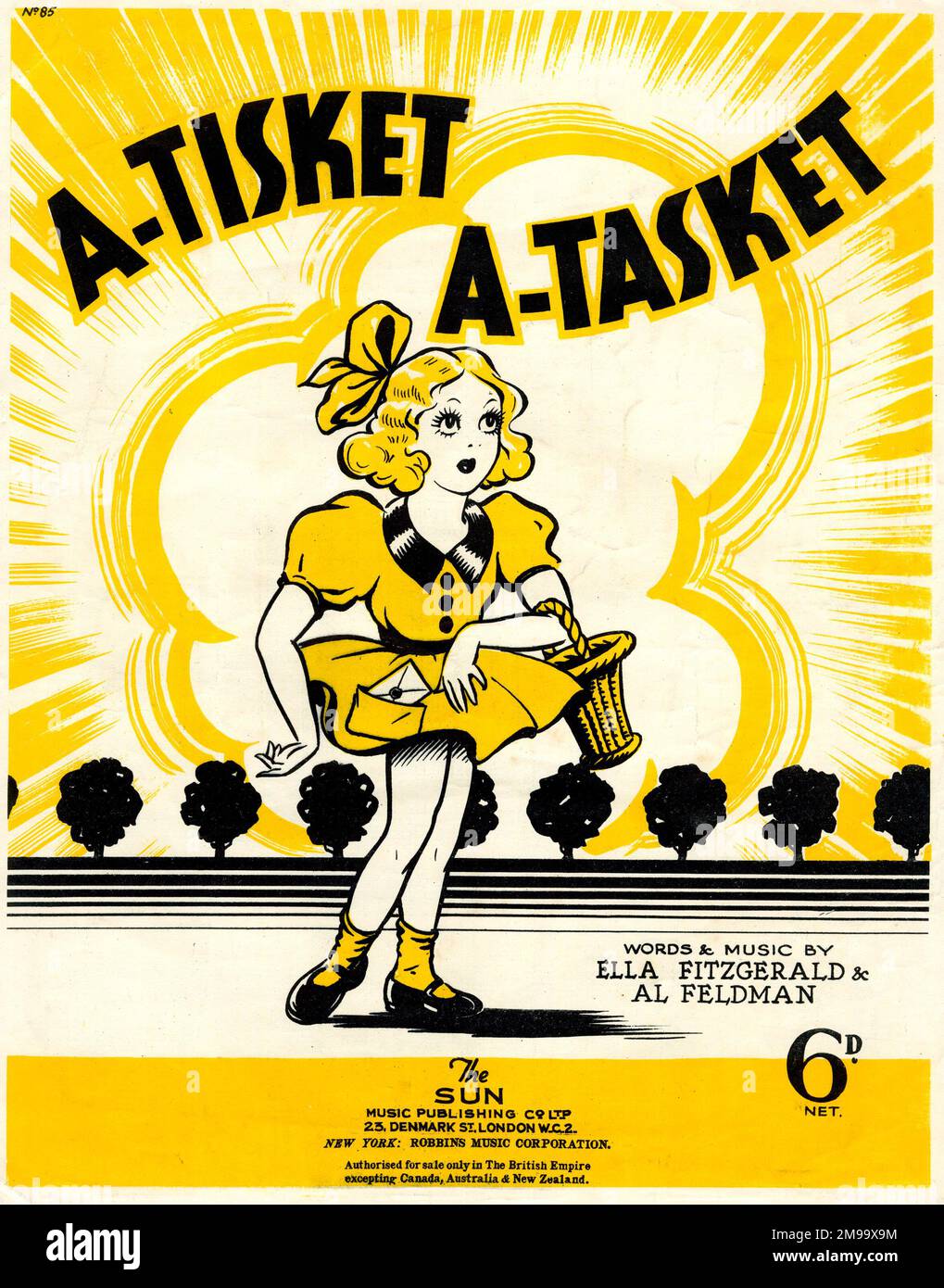 Titelseite, A-Tisket A-Tasket, Wörter und Musik von Ella Fitzgerald und Al Feldman. Stockfoto