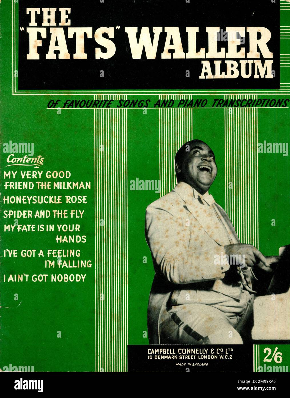 Titelseite, das Fats Waller Album mit Lieblingsliedern und Klavierabschrift. Stockfoto