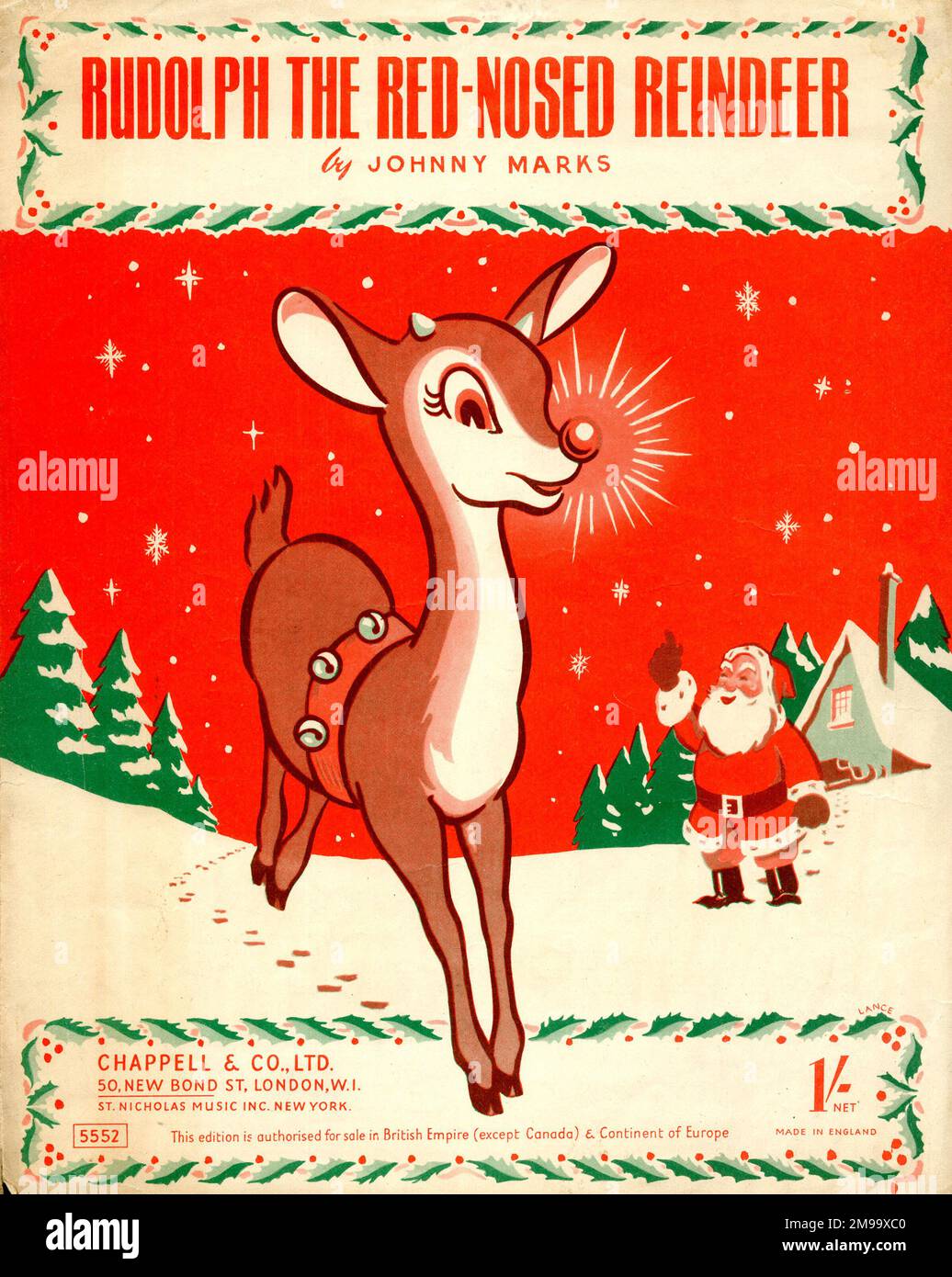 Titelseite: Rudolph, das Rentier mit den roten Nasen, von Johnny Marks. Stockfoto