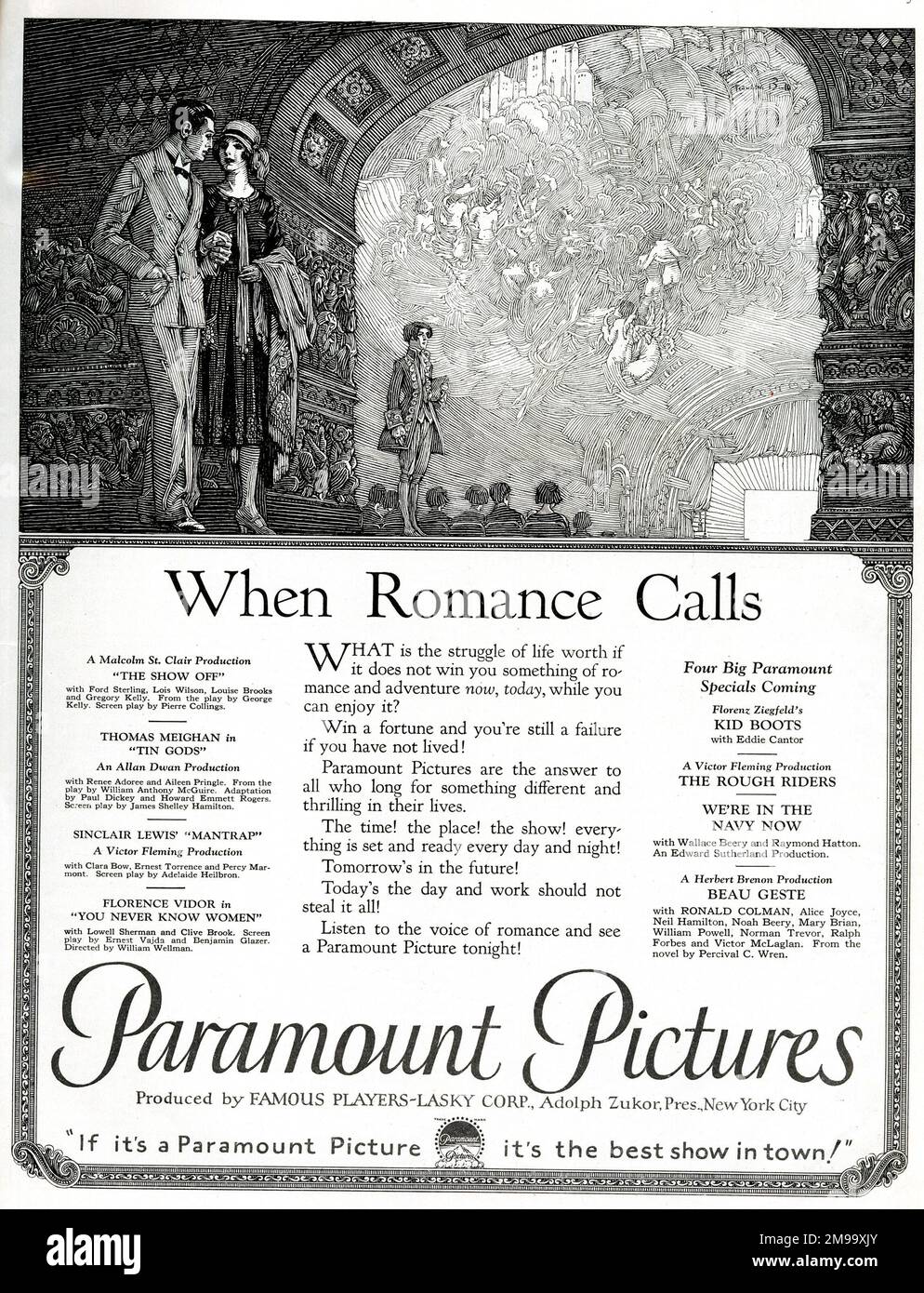 Werbung, Wenn Romantik Anruft, Paramount Pictures. Stockfoto