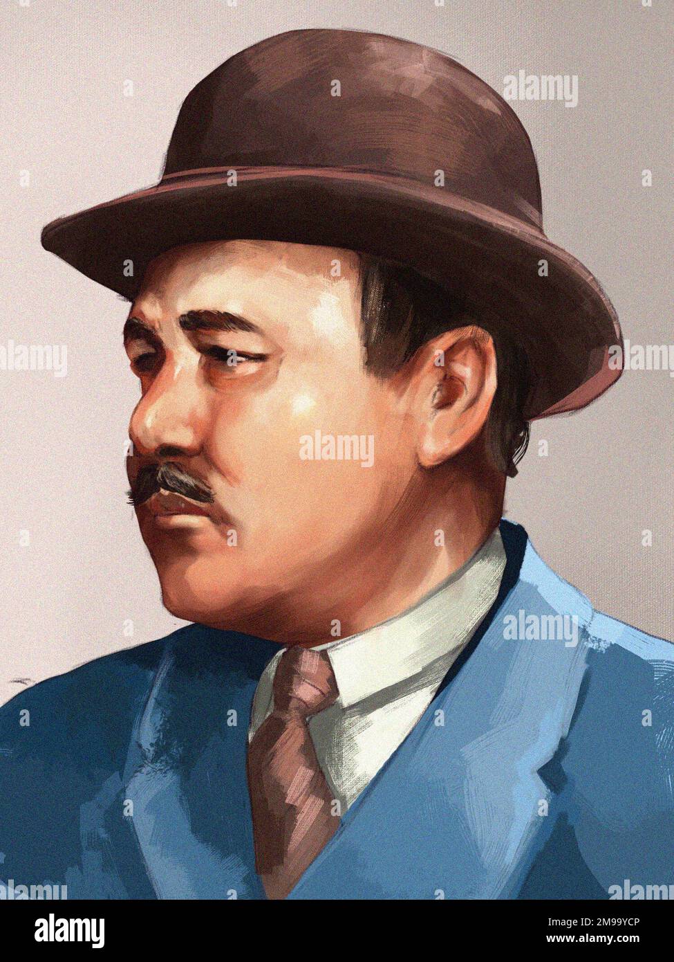 Mustafa Shokay (1890-1941), Staatsmann, politischer Aktivist, Gelehrte und Persönlichkeit, Ideologe des Kampfes für Freiheit und Unabhängigkeit des Gemeinsamen Turkestans. Stockfoto