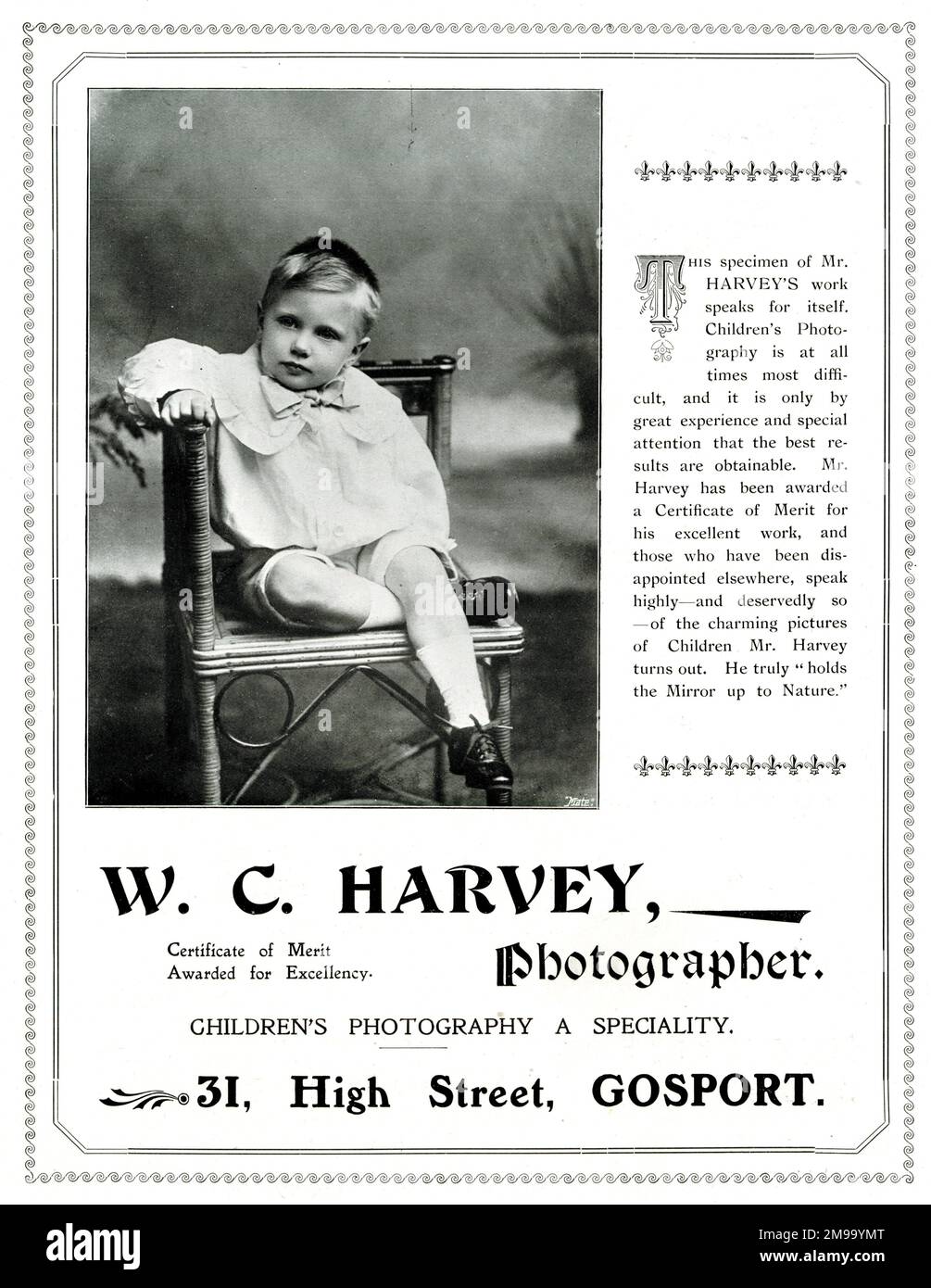 WC Harvey, Kinderfotograf, High Street, Gosport. Stockfoto