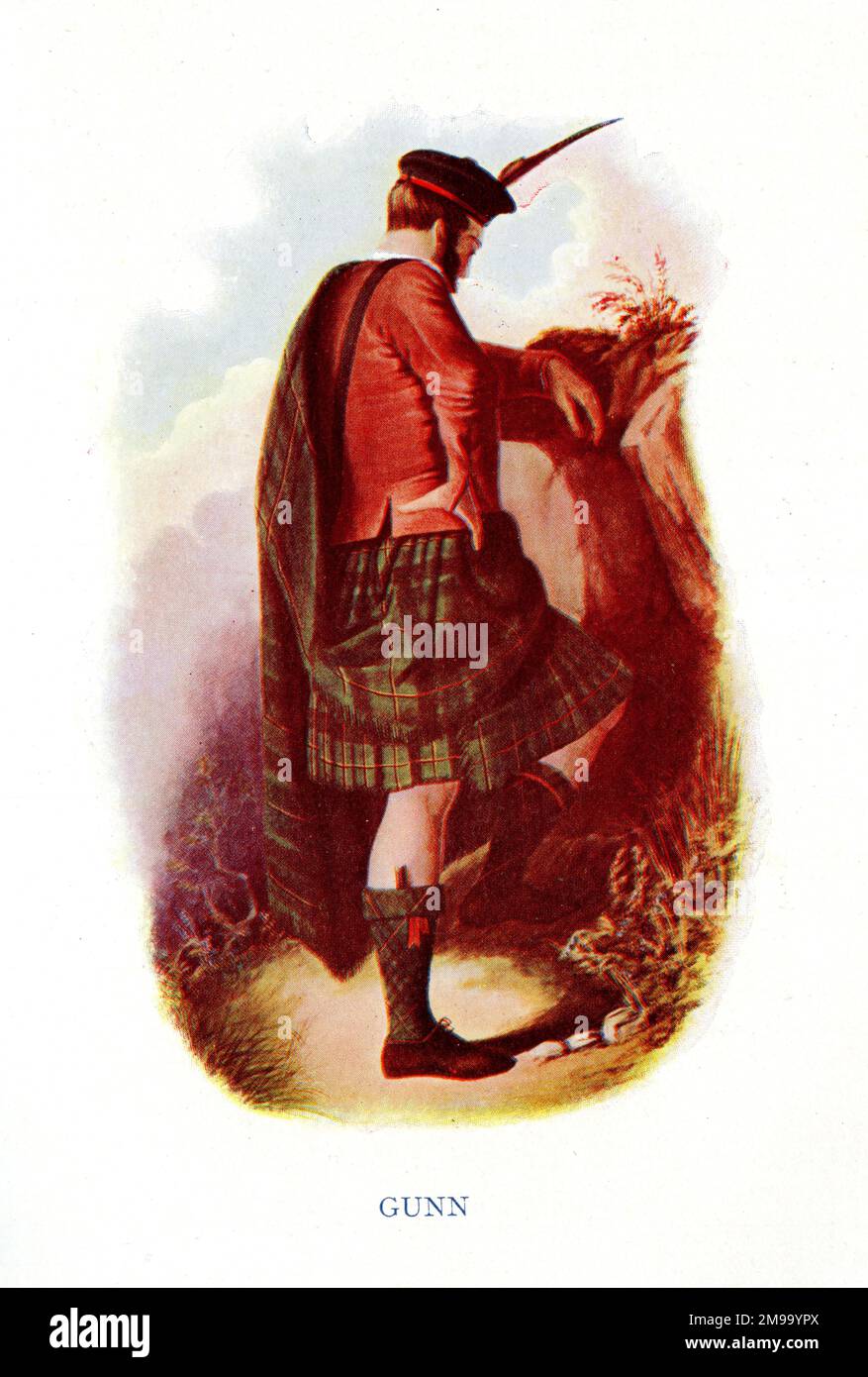 Gunn, Traditional Costume Scottish Highland Clans - The Highland Clans of Scotland Vol. 1 1923 Stockfoto