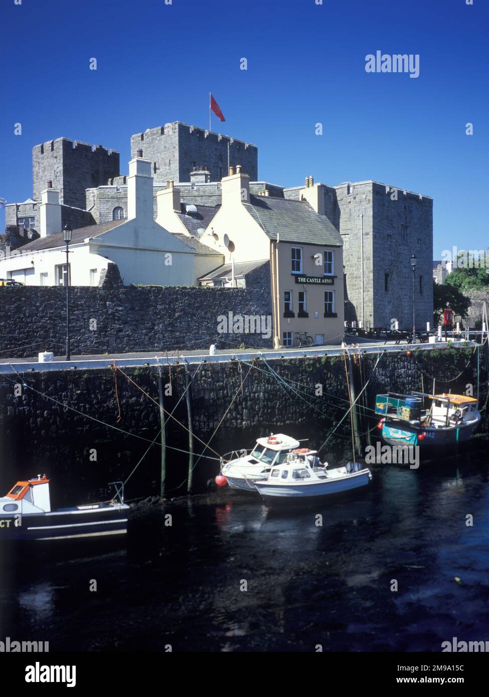 Isle of man, Castletown, Castle Rushen und Hafen. Stockfoto