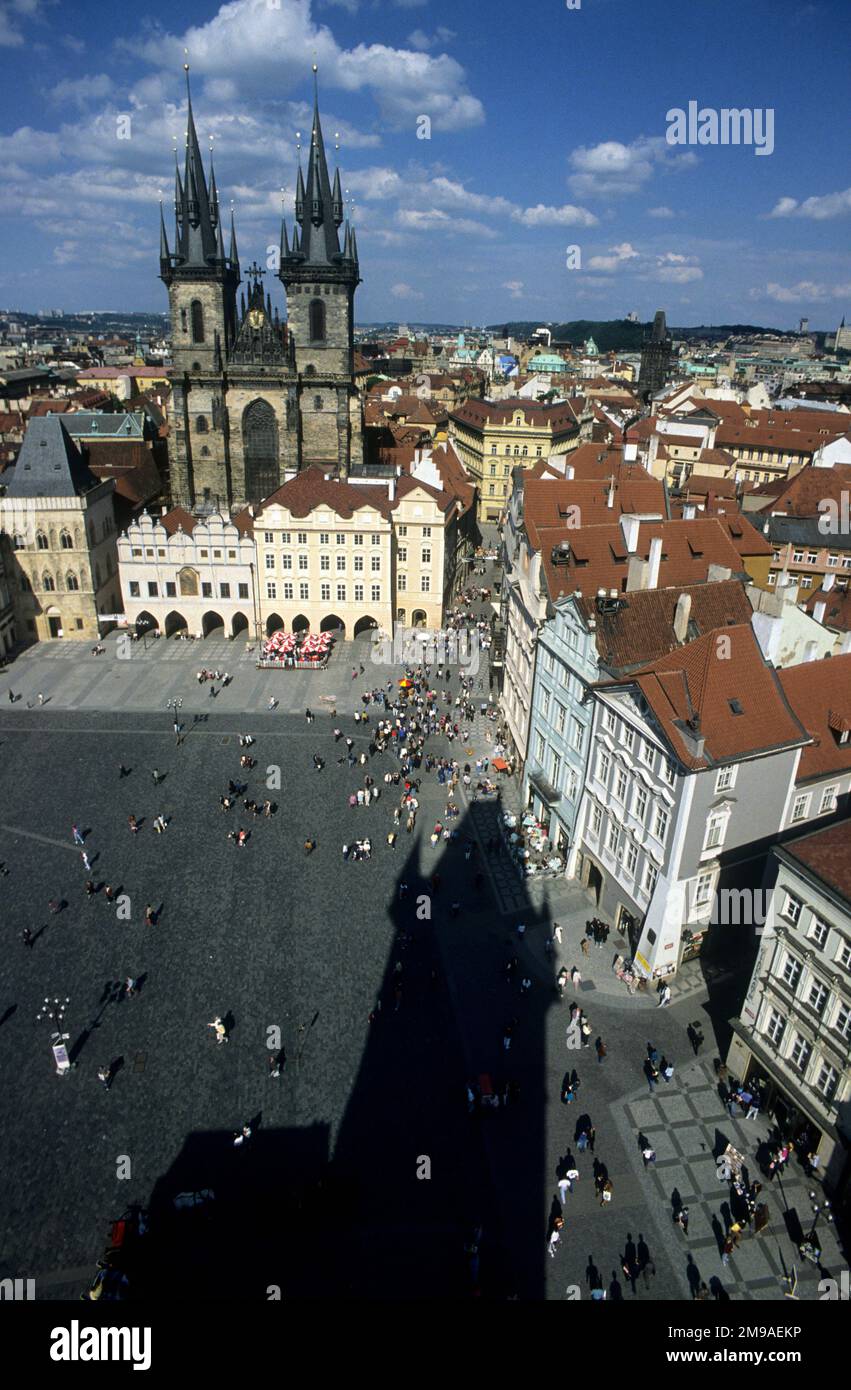 CZ, Prag, Altstädter Ring und selbst Kirche. Stockfoto