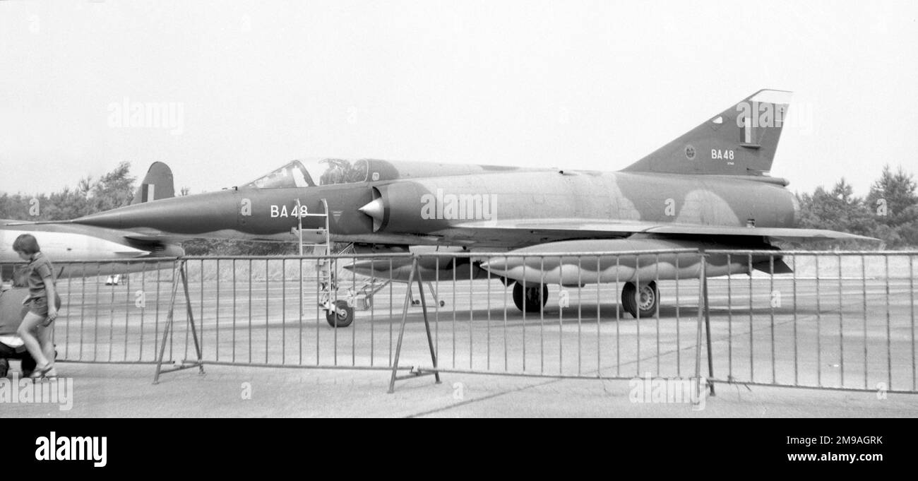 Belgische Luftwaffe - Dassault (SABCA) Mirage VBA 'BA48' von 1re escadrille. Stockfoto