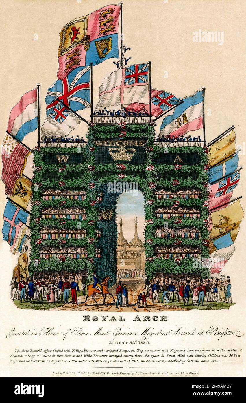 Royal Arch, Brighton, errichtet zu Ehren des Besuchs von König William IV. Und Königin Adelaide Stockfoto