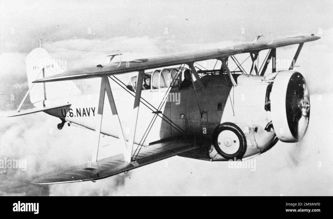 United States Navy - Grumman XFF-1 A8878 (Grumman Modell G-5), erstmals am 29. Dezember 1931 geflogen, 1936 neu benannt FF-1 und am 4. März 1937 abstürzte, als ihm der Treibstoff ausging. Stockfoto
