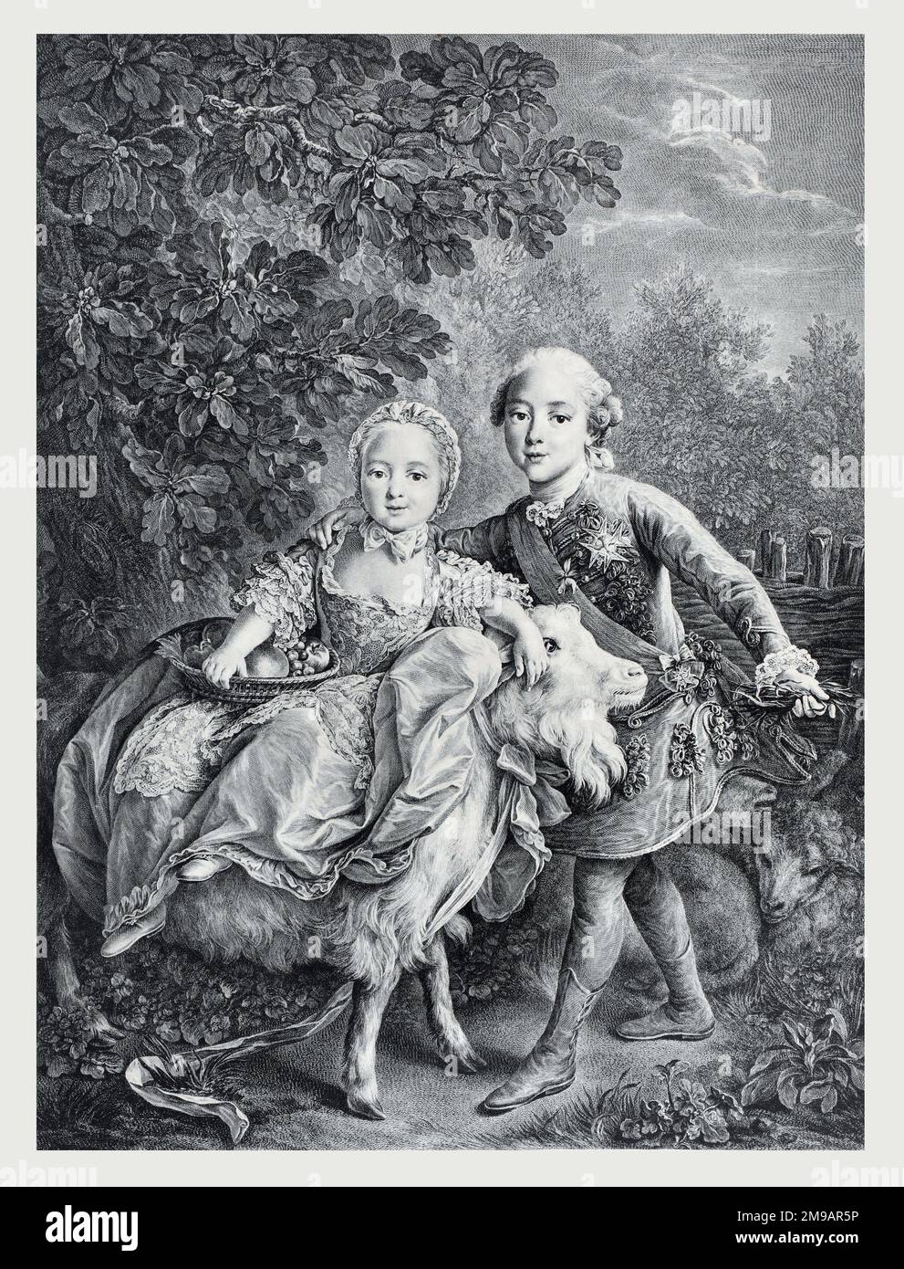 Kinder von König Charles Philippe von Frankreich - Graf von Artois, später König Karl X von Frankreich, und Marie Clotilde, später Königin von Sardinien Stockfoto