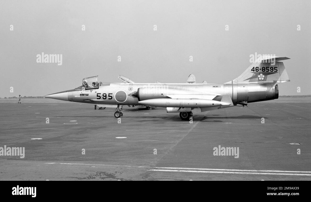 Japanische Luftwaffe - Lockheed-Mitsubishi F-104J Starfighter 46-8595 (msn 683B-3095), der 206. Hikotai, 7. Kokudan, Hyakuri Air Base, (206. Taktisches Kampfgeschwader). Stockfoto