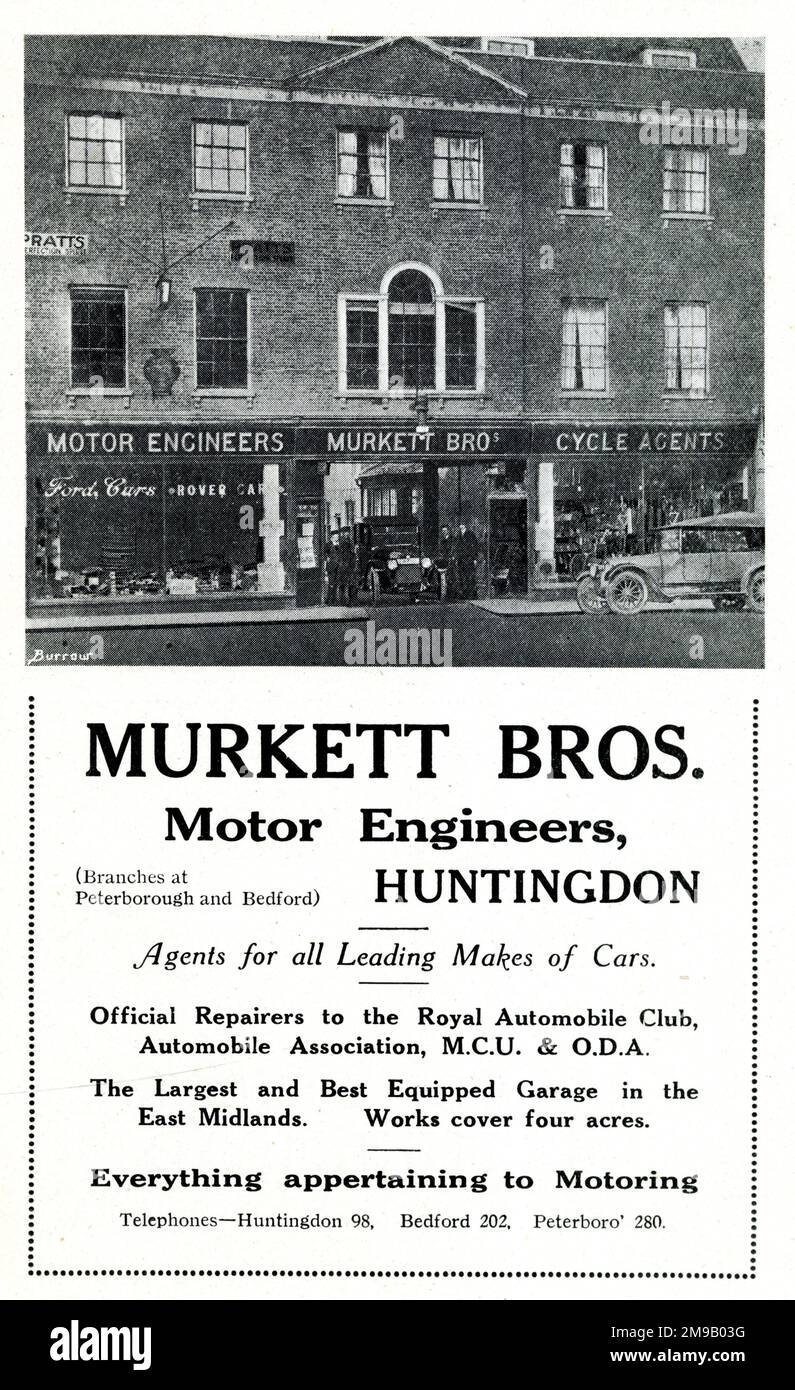 Werbespot für Murkett Bros, Motor Engineers, Huntingdon Stockfoto