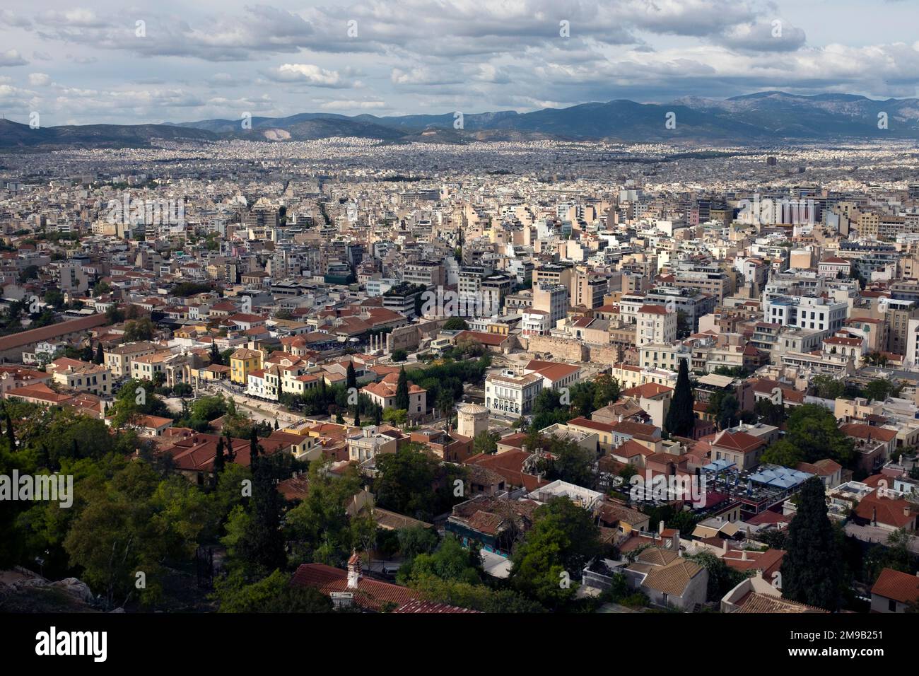 Stadtviertel Athen von der Akropolis aus gesehen, Athen, Griechenland Stockfoto