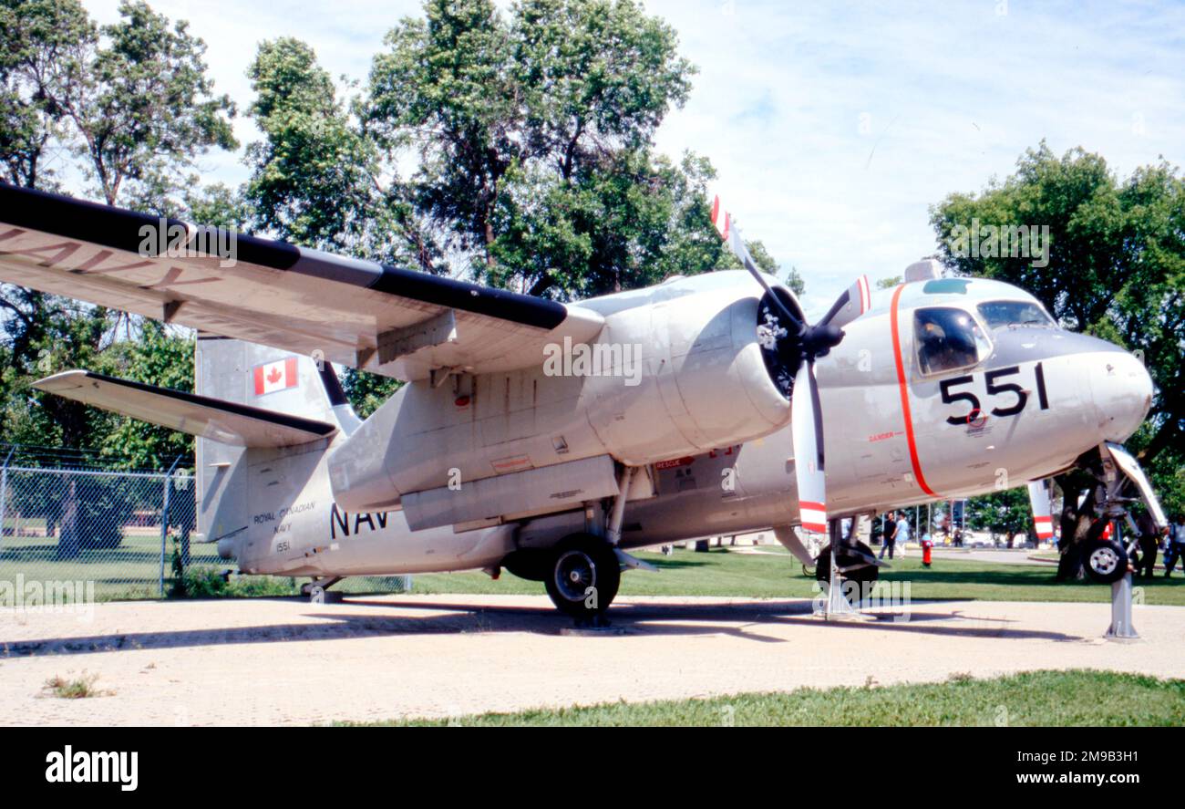 De Havilland Canada CS2F-2 Tracker 1551 (msn DH-50), ausgestellt in Winnipeg, in Manitoba, Kanada. Stockfoto