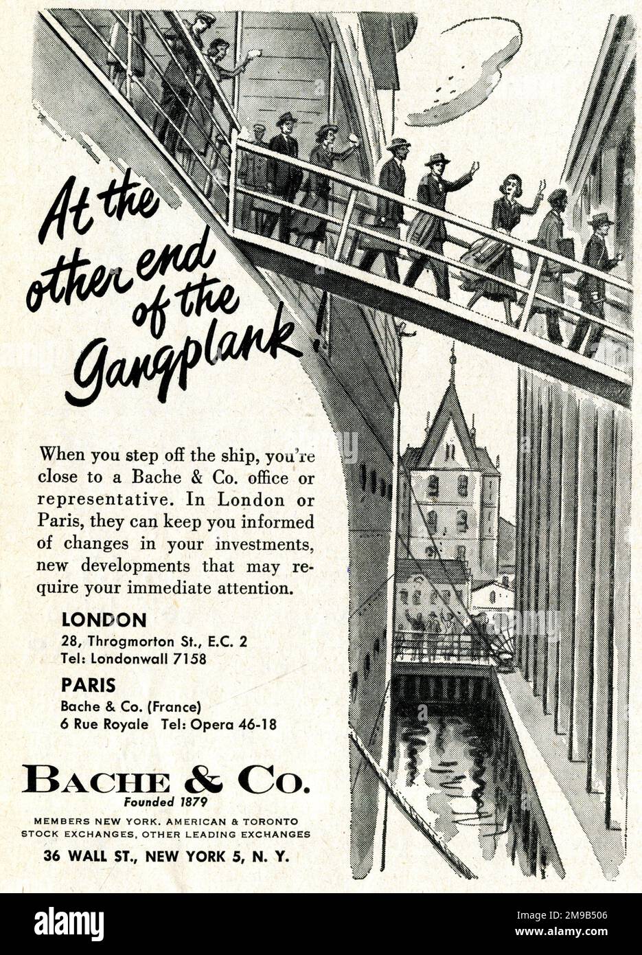 Werbung, am anderen Ende der Gangplank, Bache & Co Stockfoto