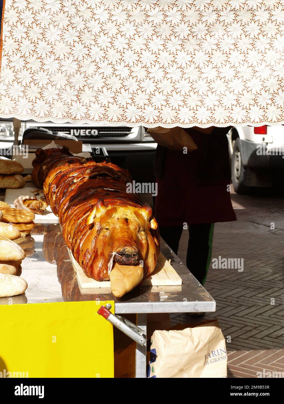 Gebratenes Schwein in Italien Stockfoto