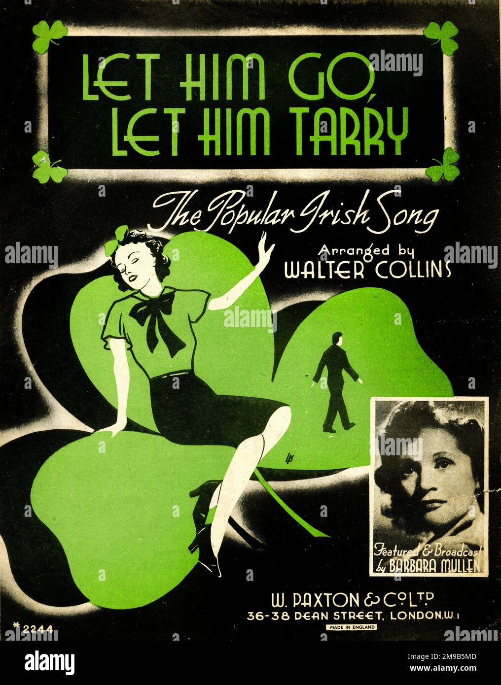 Musikcover Let Hem Go, Let Hem Tarry, beliebtes irisches Lied, organisiert von Walter Collins, dargestellt und übertragen von Barbara Mullen Stockfoto