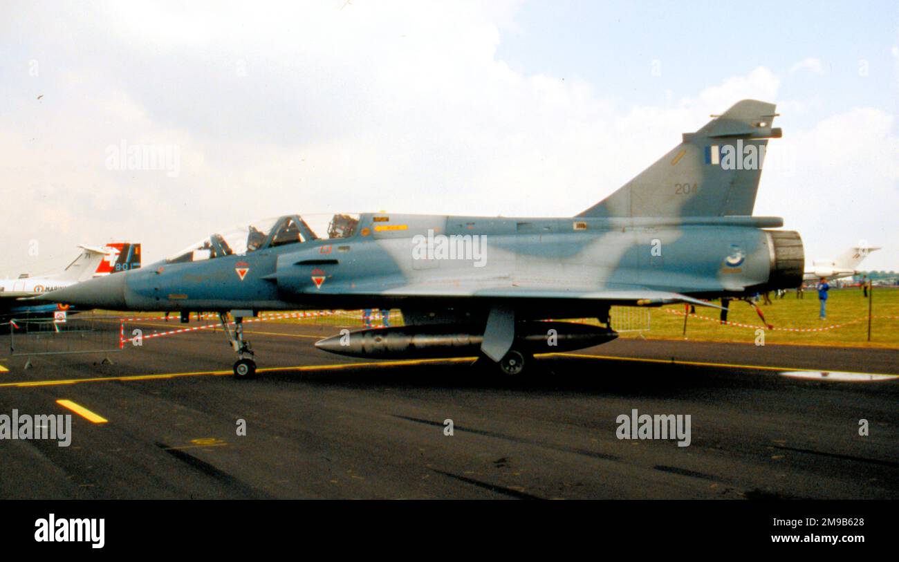 Hellenic Air Force - Dassault Mirage 2000BG 204 (msn 233), 332 Mira, auf der Boscombe Down - Battle of Britain 50. Anniversary Airshow am 9. Juni 1990 Stockfoto