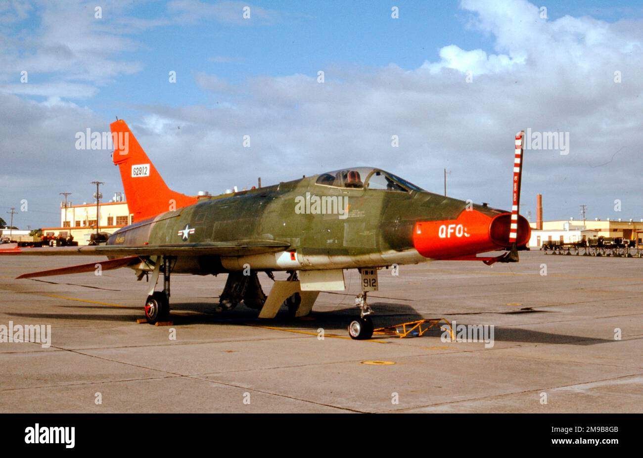 United States Air Force (USAF) – Nordamerika QF-100D Super Sabre 56-2912 / QF098. (Abgeschossen am 3. Juni 1985) Stockfoto
