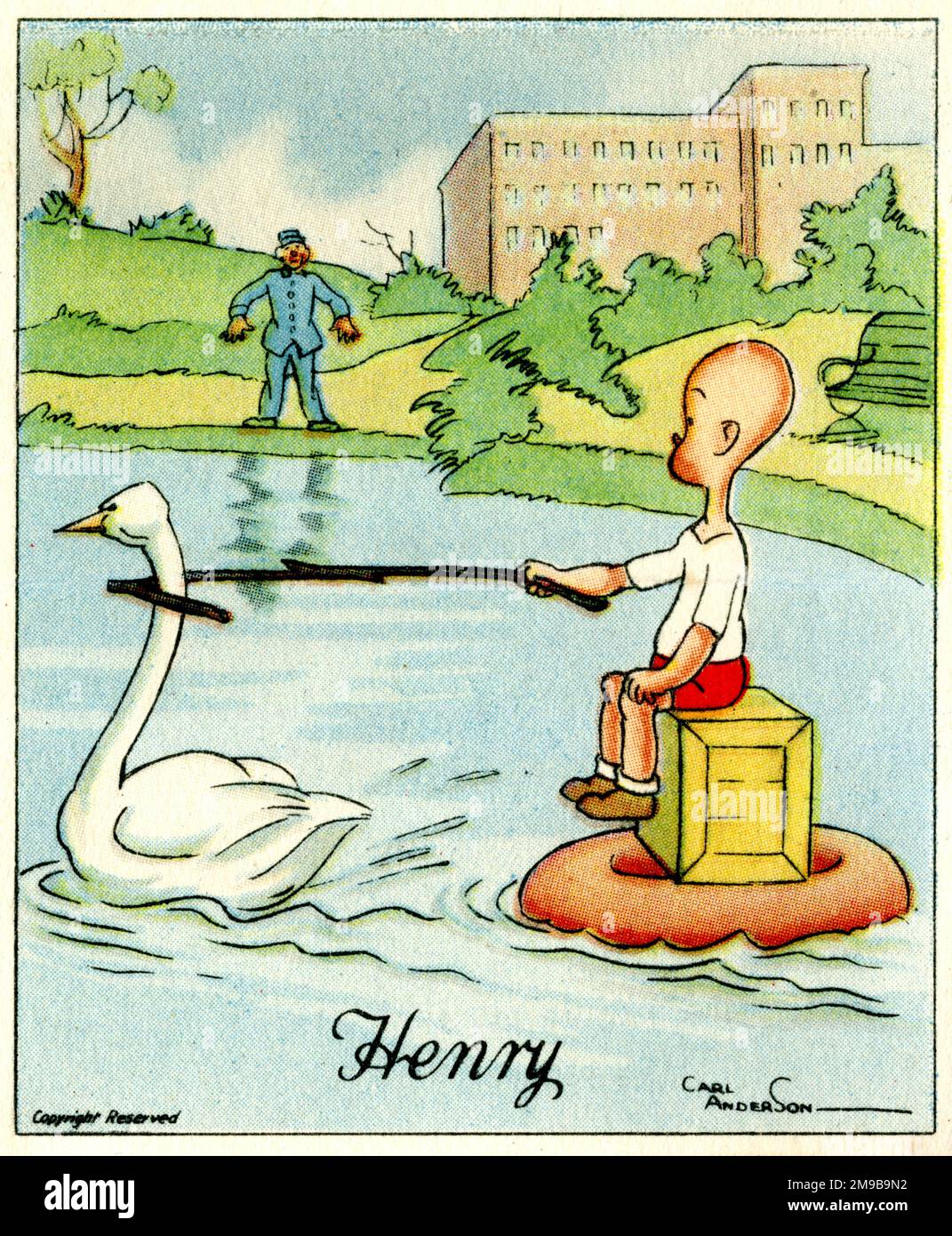 Von einem Schwan abgeschleppt, Henry Cartoon von Carl Anderson Stockfoto