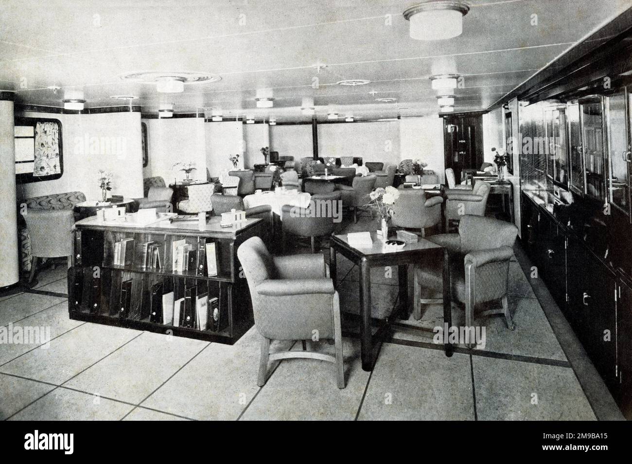 RMS Queen Elizabeth, Lounge, Januar 1949 Stockfoto