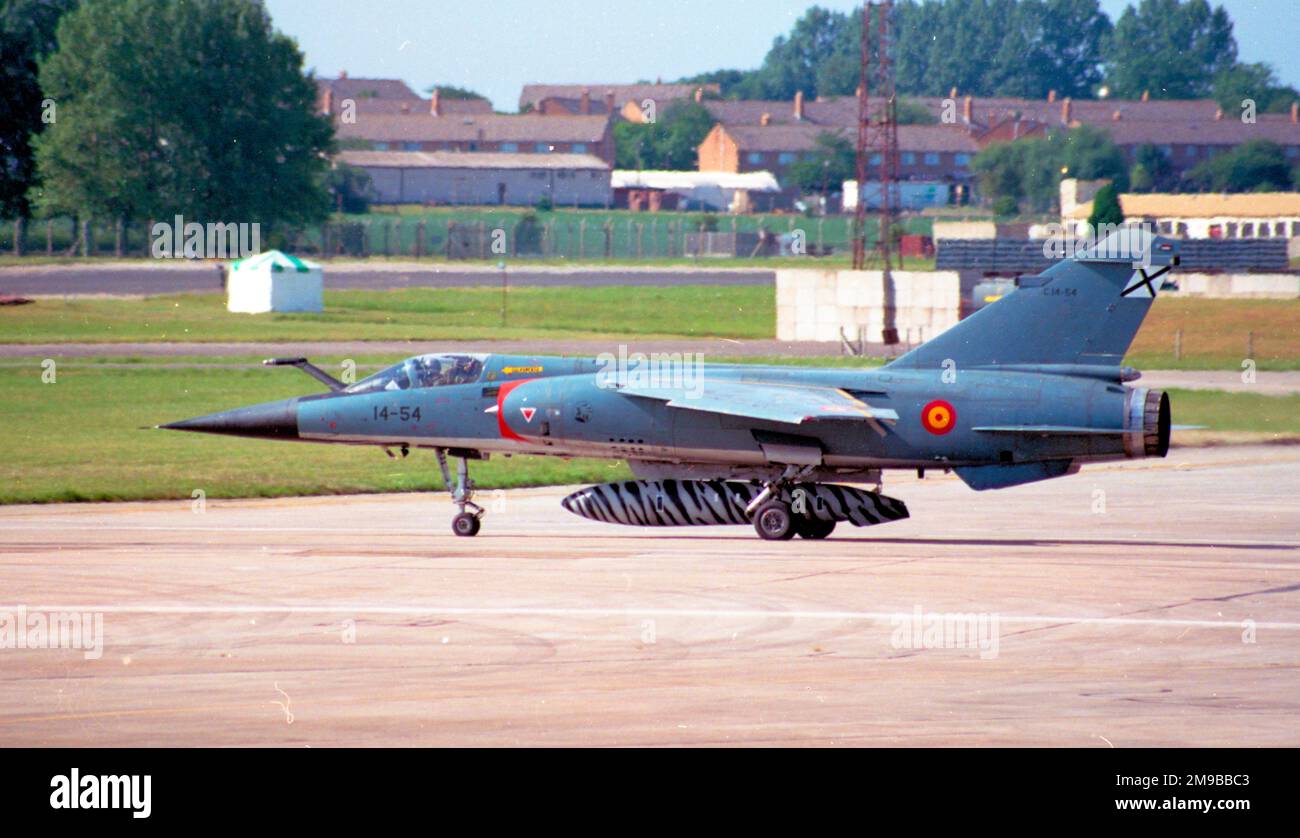 Ejercito del Aire – Dassault Mirage F.1CE C.14-54 / 14-54, von Ala 14, auf der RAF Mildenhall im Juli 1997. (Ejercito del Aire - Spanische Luftwaffe). Stockfoto