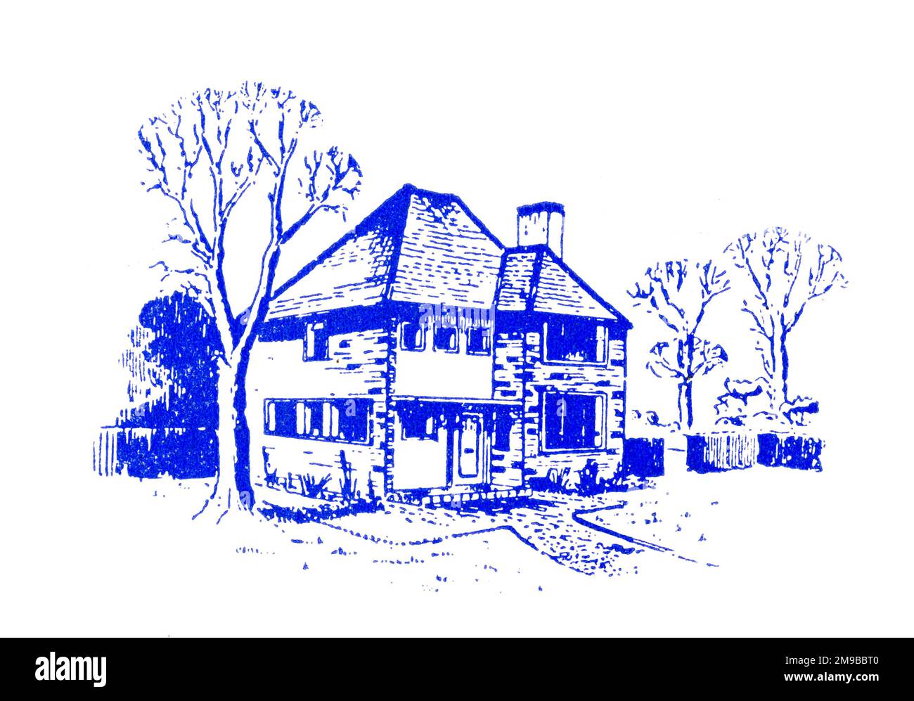 Einzelhaus - 1950er Druckerblock Stockfoto