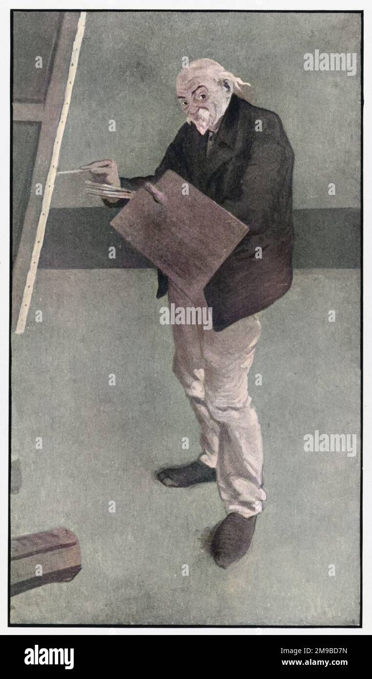 PAUL CEZANNE (1839 - 1906), französischer Künstler, der hier an seiner Staffelei gesehen wird. Stockfoto