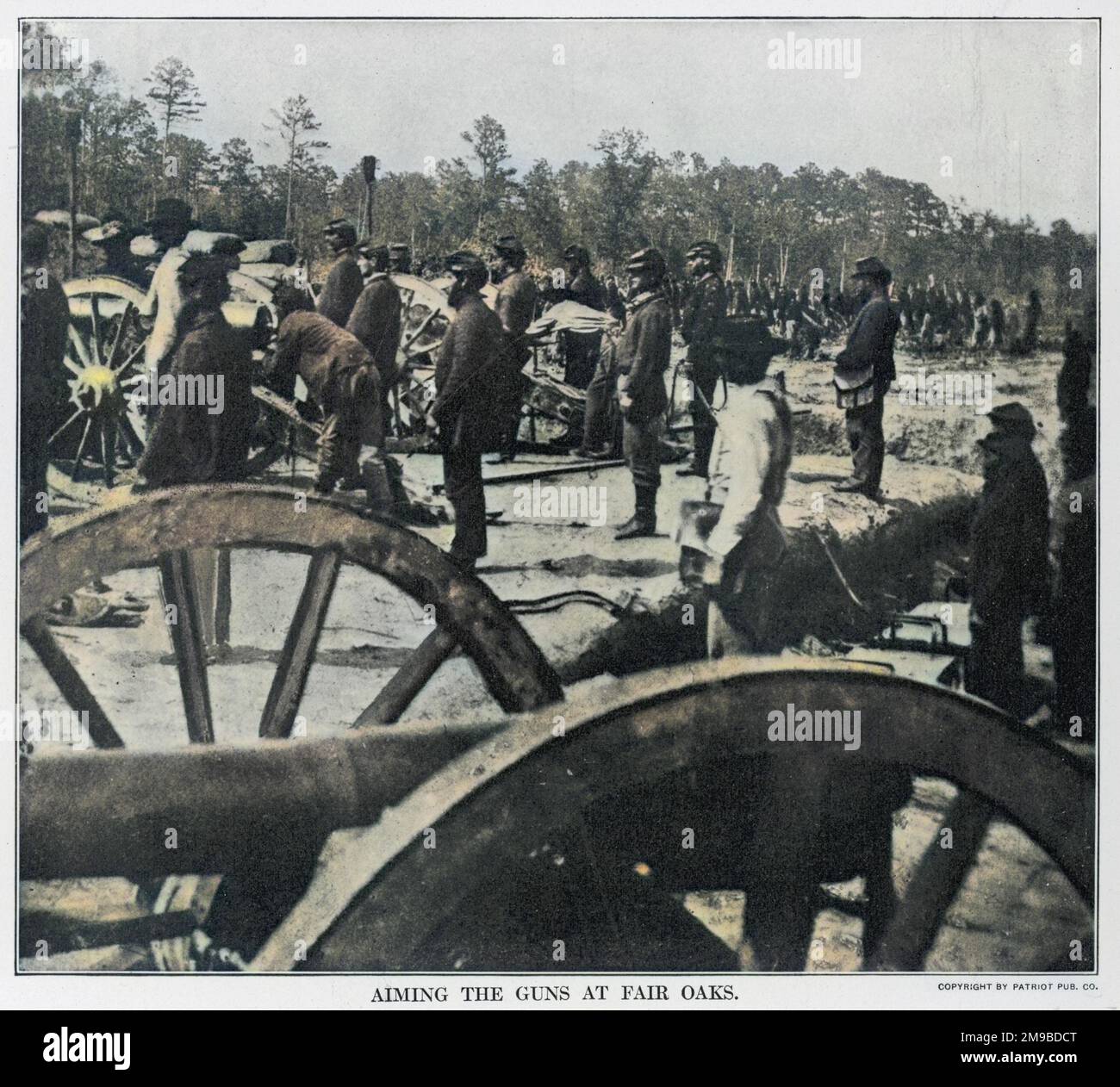 Föderale Artillerie im Amerikanischen Bürgerkrieg auf Fair Oaks gerichtet Stockfoto