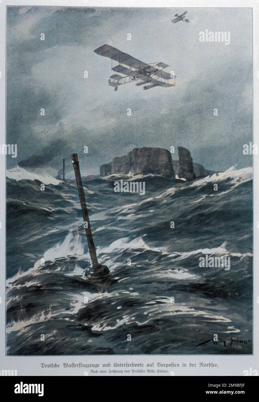 Deutsche Wasserflugzeuge und U-Boote in der Nordsee Stockfoto