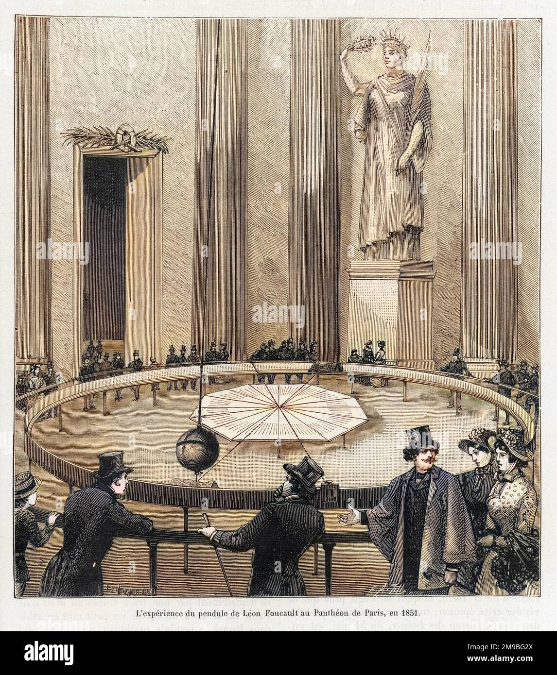 Leon Foucault mit seinem Pendel die Drehung der Erde zu zeigen, am Pantheon, Paris, 1851 Stockfoto