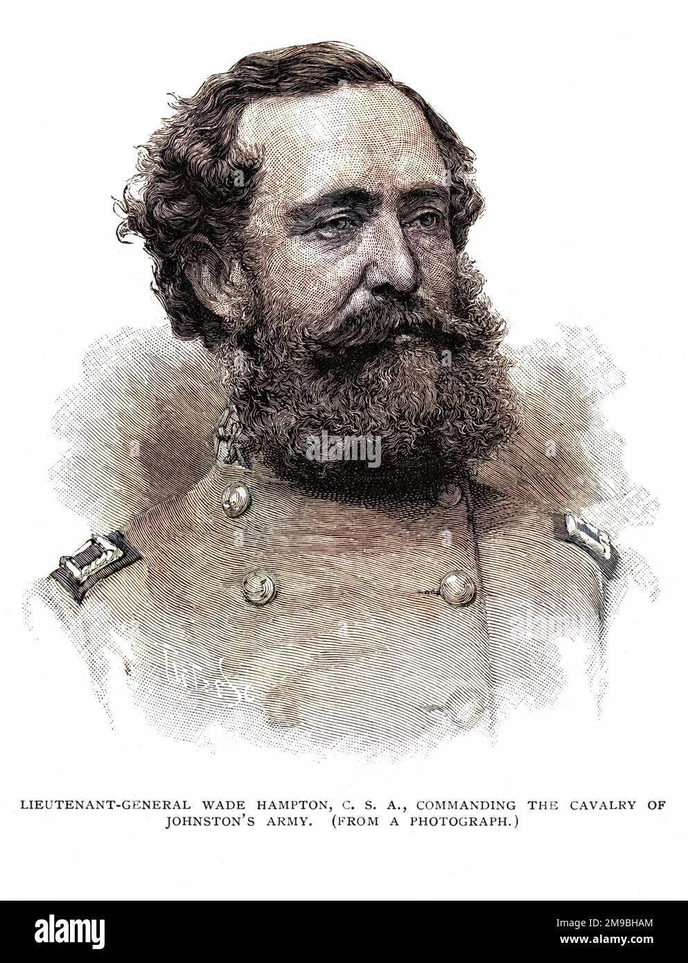 Generalleutnant WADE HAMPTON, amerikanischer Soldat, befehlshabender Offizier der Konföderierten Armee während des Krieges zwischen den Staaten. Stockfoto