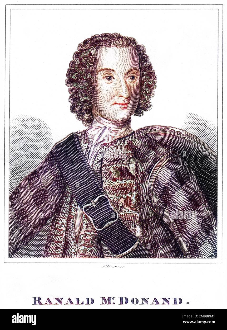 RANALD MACDONALD, schottischer Jakobitenbefürworter von Charles Edward Stuart, für den er des Verrats verurteilt und enthauptet wurde. Stockfoto