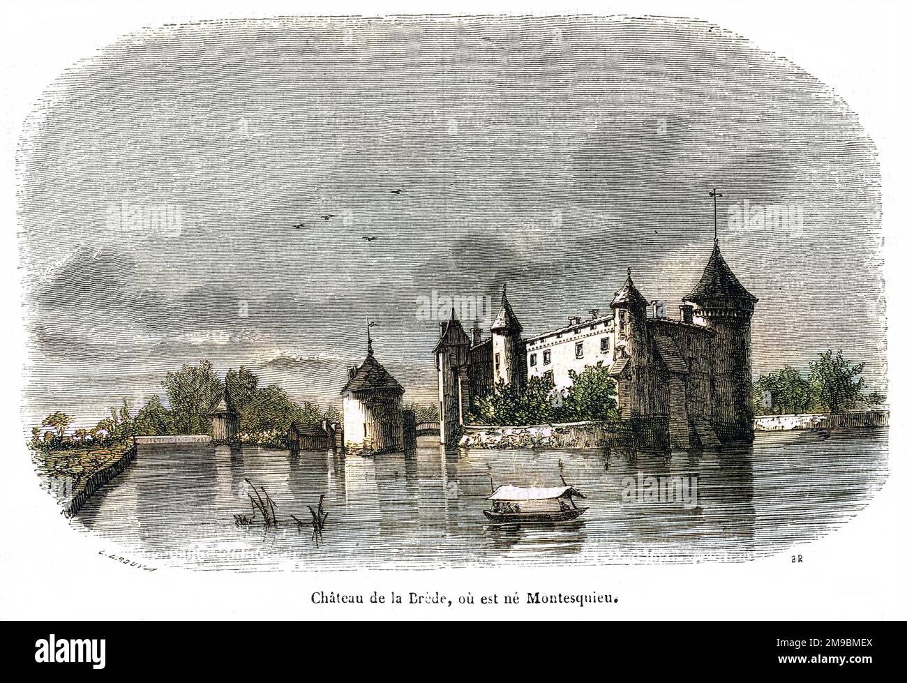 Der französische Philosoph MONTESQUIEU wurde hier im Chateau de la Brede geboren, in der Gironde. Alles sehr malerisch, aber im Winter wahrscheinlich feucht. Stockfoto