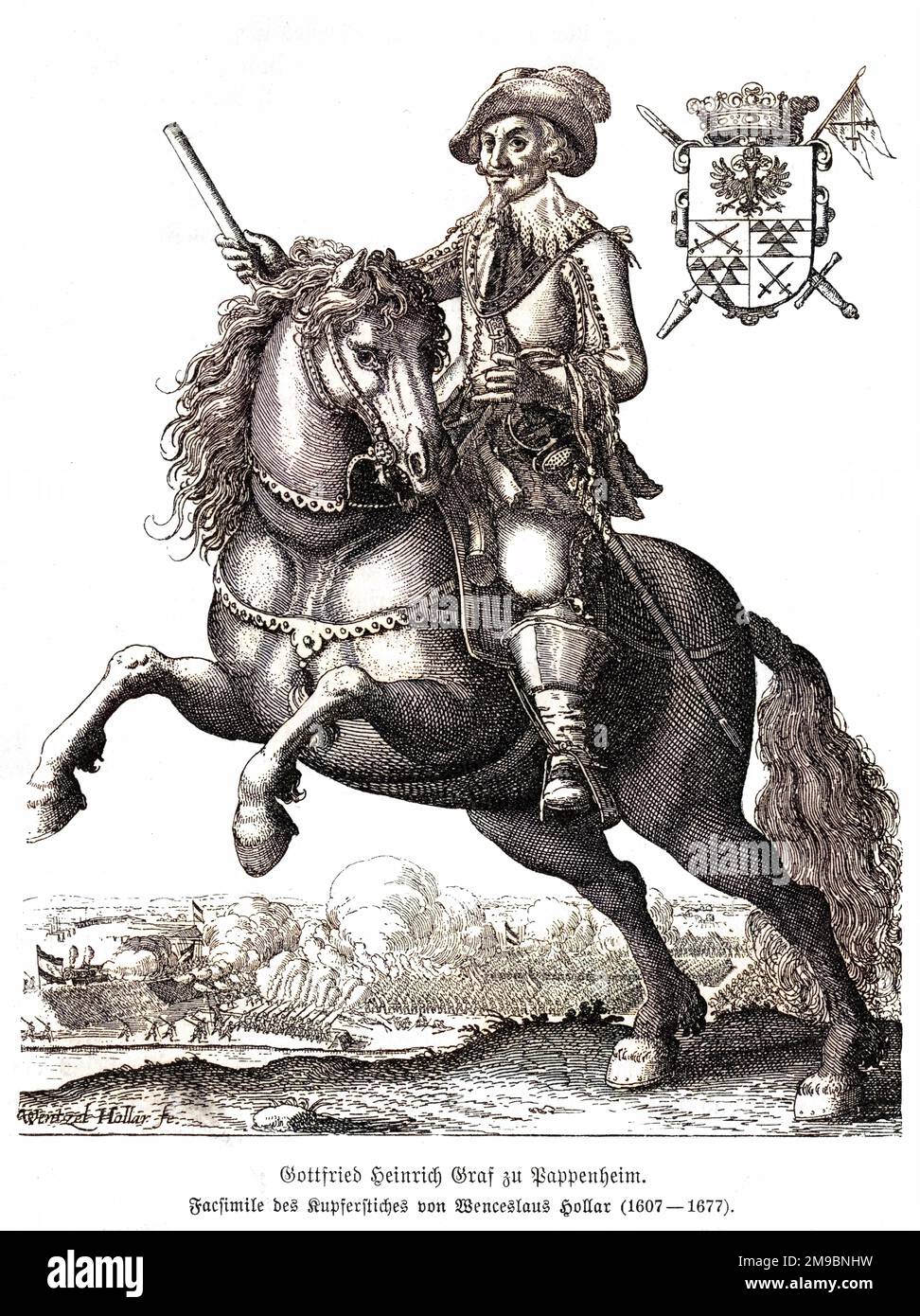 GOTTFRIED HEINRICH graf zu PAPPENHEIM deutscher Militärbefehlshaber im kaiserlichen Dienst während des Dreißigjährigen Krieges. Auf dem Pferderücken abgebildet. Stockfoto