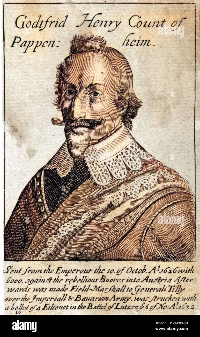 GOTTFRIED HEINRICH graf zu PAPPENHEIM deutscher Militärbefehlshaber im kaiserlichen Dienst während des Dreißigjährigen Krieges. Stockfoto