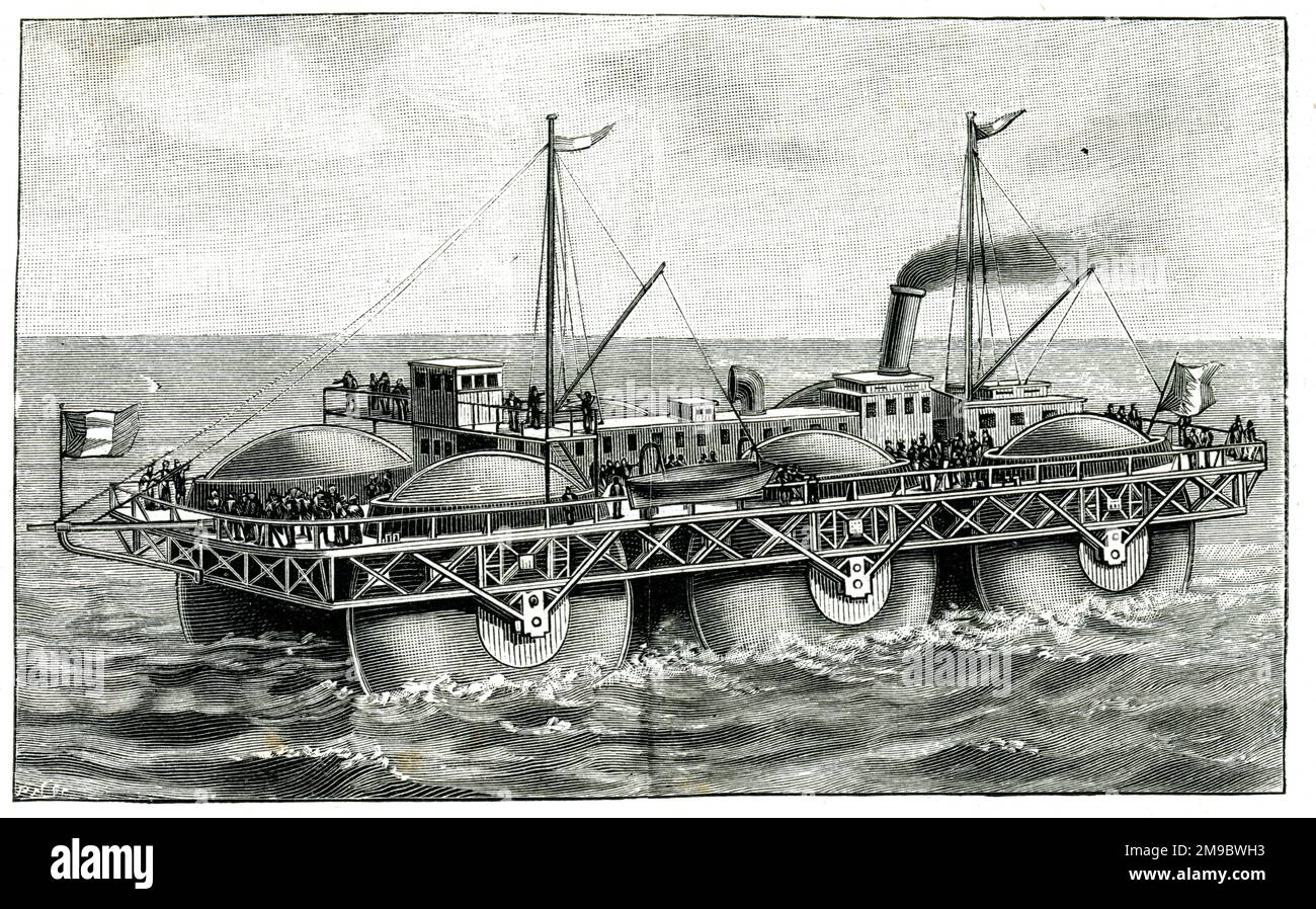 Ernest Bazins Rollerbootdampfer auf Rädern, die den Ärmelkanal überqueren Stockfoto