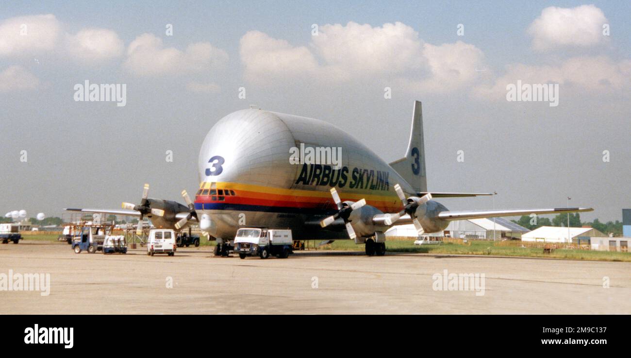 Aero Spacelines B-377SGT-201F Super Guppy Turbine F-CDSG Nr. 3 (msn 03) des Airbus Skylink. Stockfoto