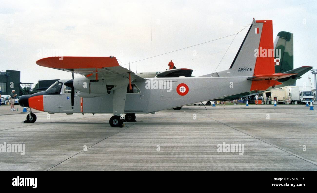 Streitkräfte von Malta Air Wing - Britten-Norman BN-2B-26 Islander AS9516 (msn 2159), bei der RAF Cottesmore für die RIAT am 29. Juli 2001. Stockfoto