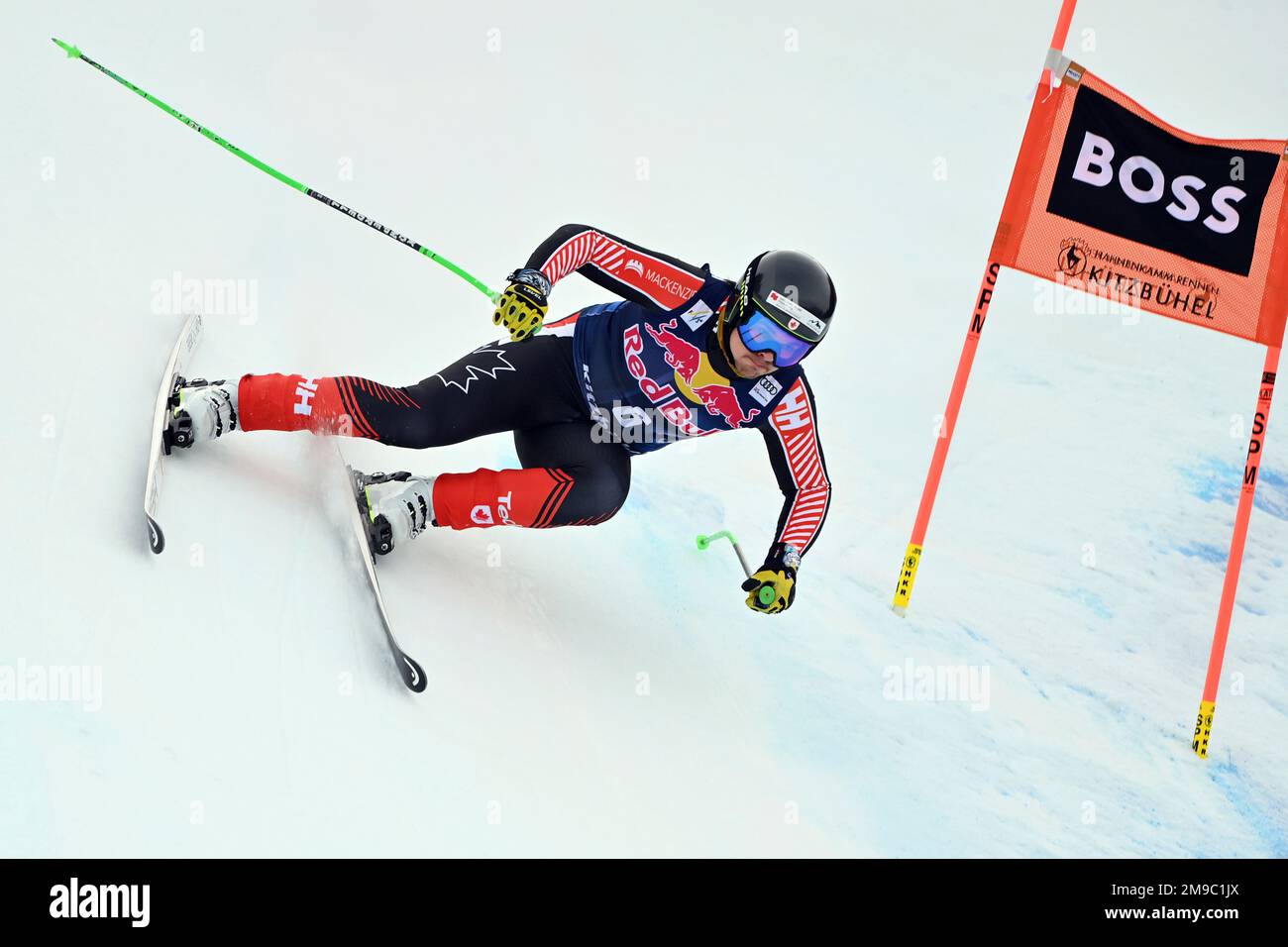 James CRAWFORD (CAN), Action. Alpinski, Training, 83. Hahnenkamm-Rennen 2023, Kitzbühel, Hahnenkamm, Streif, Abfahrt am 01/17/2023. ? Stockfoto
