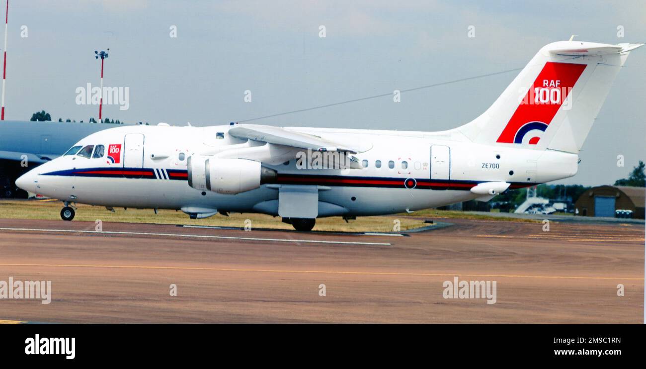 Royal Air Force - British Aerospace BAE.146 CC.2 ZE700 (msn E.1021 , ex G-6-021, ex G-5-02, ex G-5-507), RAF Fairford for the Royal International Air Tattoo am 13. Juli 2018. Stockfoto