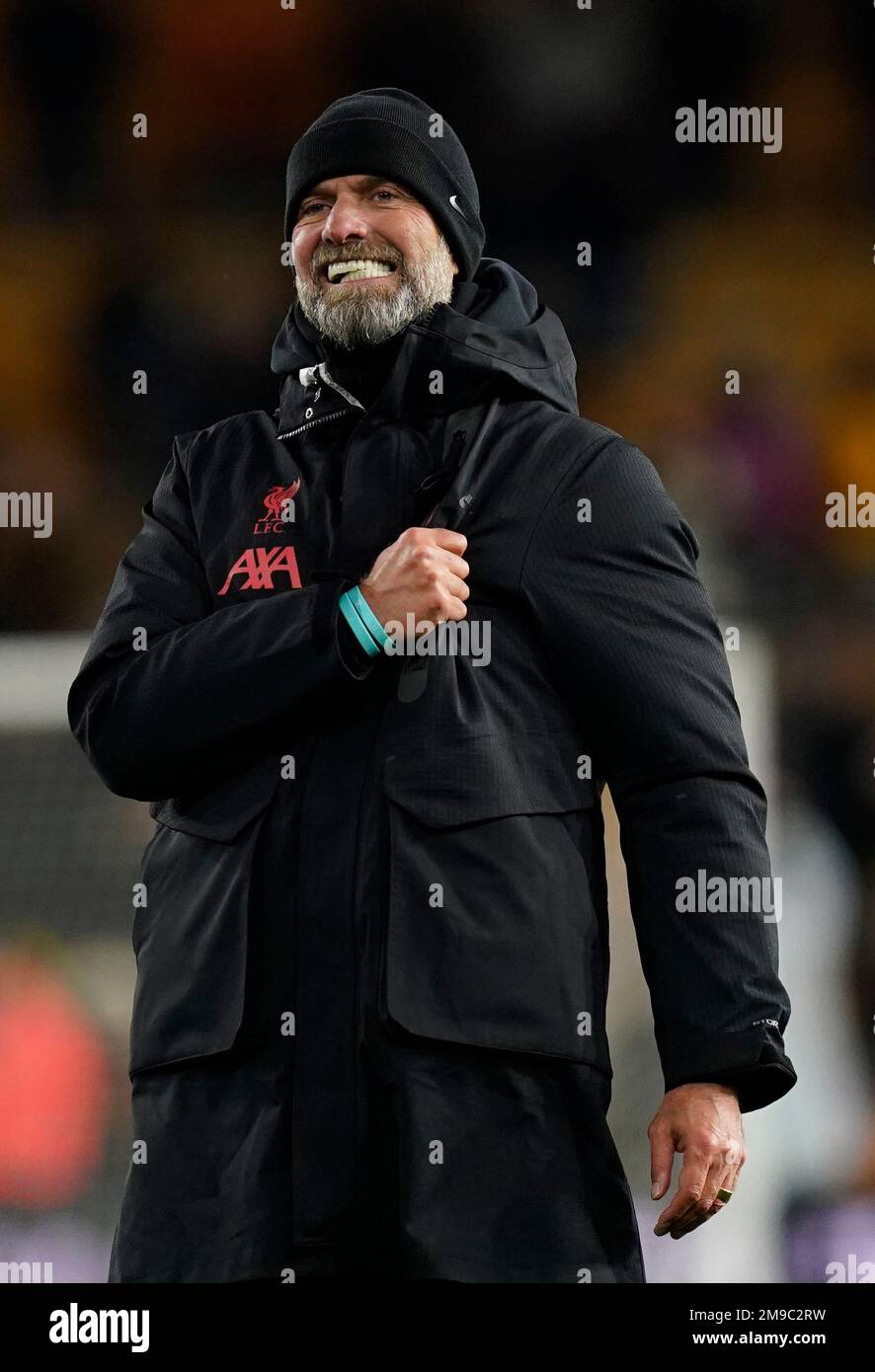 Wolverhampton, Großbritannien. 17. Januar 2023. Jurgen Klopp Manager von Liverpool feiert den Sieg während des dritten Wiederholungsspiels des FA Cup in Molineux, Wolverhampton. Der Bildausdruck sollte lauten: Andrew Yates/Sportimage Credit: Sportimage/Alamy Live News Stockfoto