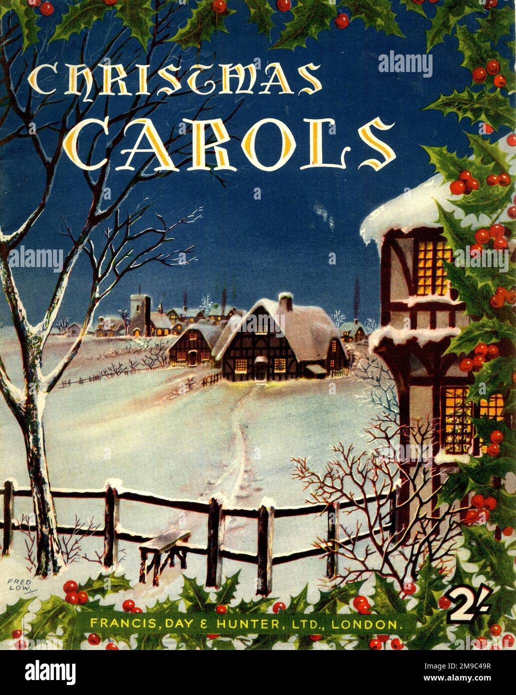 Musikcover, Weihnachtslieder, mit Schneeszene Stockfoto