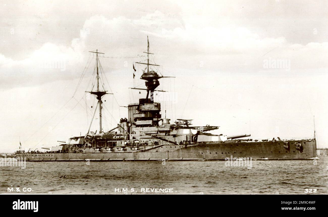 HMS Rache, britisches Schlachtschiff Stockfoto