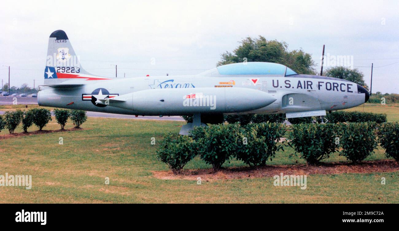 Lockheed T-33A-1-LO 52-9223 (MSN 580-7289), ausgestellt mit Texas ANG, Houston, Texas, am 20. September 1992. Stockfoto