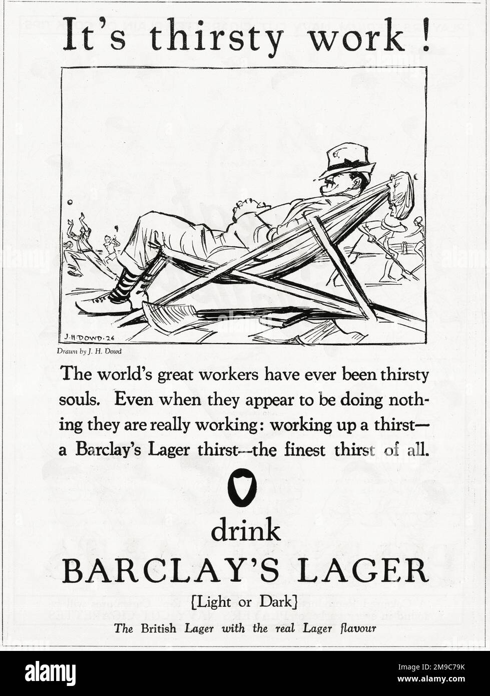 Werbespot, Barclay's Lager Beer, hell oder dunkel – das ist durstige Arbeit! Stockfoto