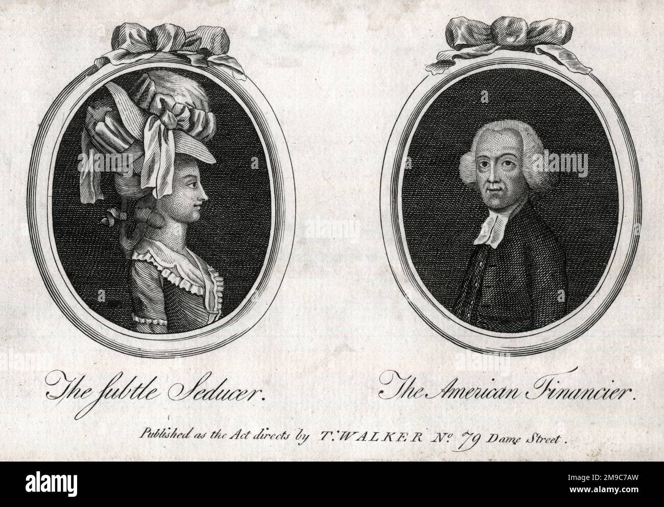 Der subtile Seducer und der amerikanische Financier - Richard Price, britischer Philosoph, nichtkonformistischer Minister, Mathematiker, Anhänger der amerikanischen Unabhängigkeit und eine junge Frau, mit der er angeblich eine Affäre hatte. Stockfoto