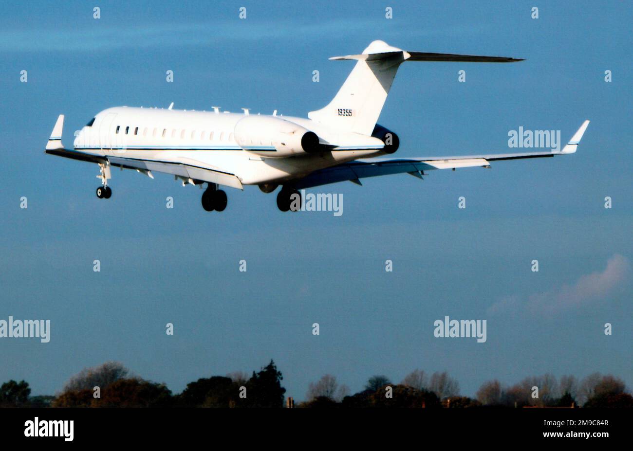 United States Air Force - Bombardier E-11A Global Express 11-9355 (MSN 9355. BD-700-1A10 Global Express), wird als Plattform für den Battlefield Airborne Communications Node verwendet. Stockfoto