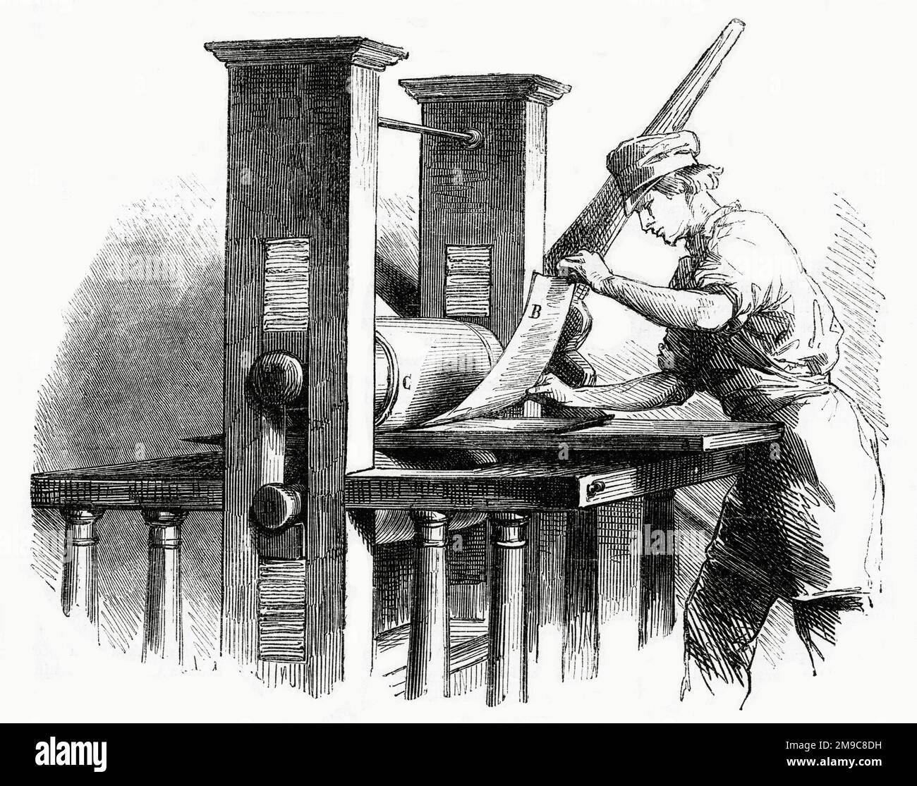 Die Copperplate Press, Gravur und Druck auf Kupfer Stockfoto