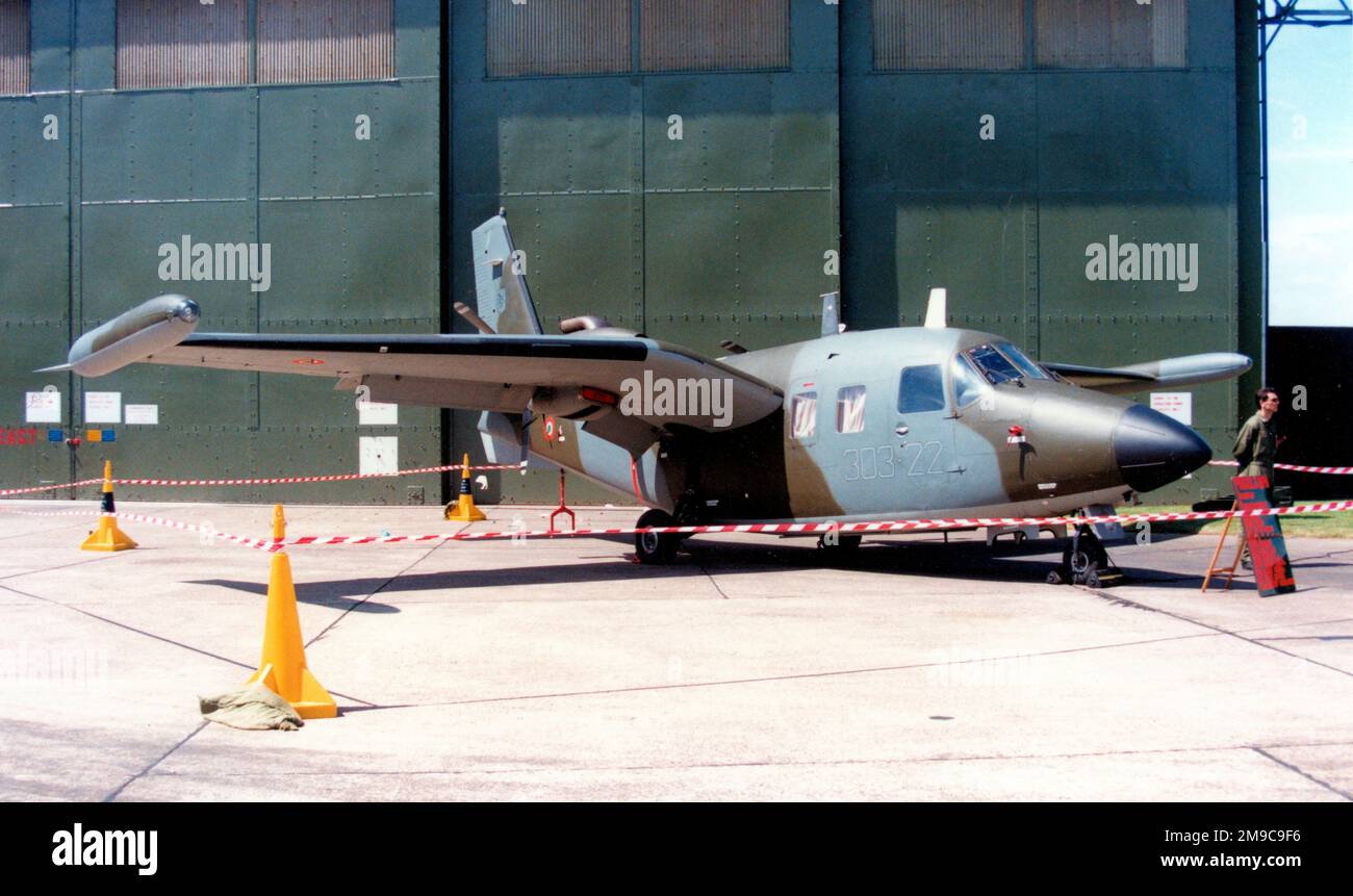 Aeronautica Militare - Piaggio P-166DL-3 MM25155 - 303-22 (msn 474/120), der 303. Squadriglia Collegamento, anlässlich des RAF Cottesmore Families Day am 3. Juli 1993. (Aeronautica Militaire Italiano - Italienische Luftwaffe Stockfoto