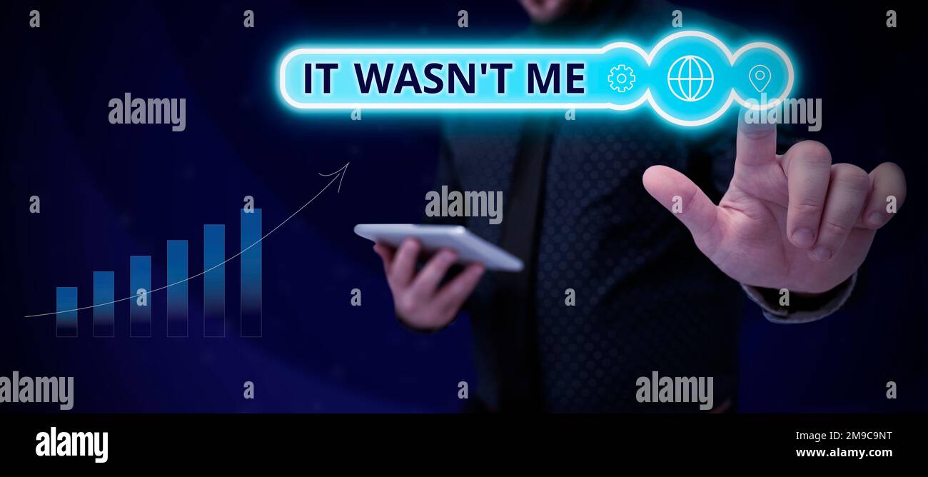 Ich schreibe Text, der Text zeigt Ich war's nicht. Internet Concept verweigert etwas, um etwas zuzugeben oder zu akzeptieren Stockfoto